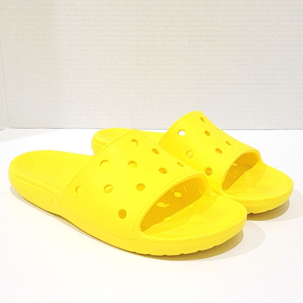Crocs Classic Yellow Slide Sandals Mens Size 7 Womens Sz 9 Slip On Slides Shoes